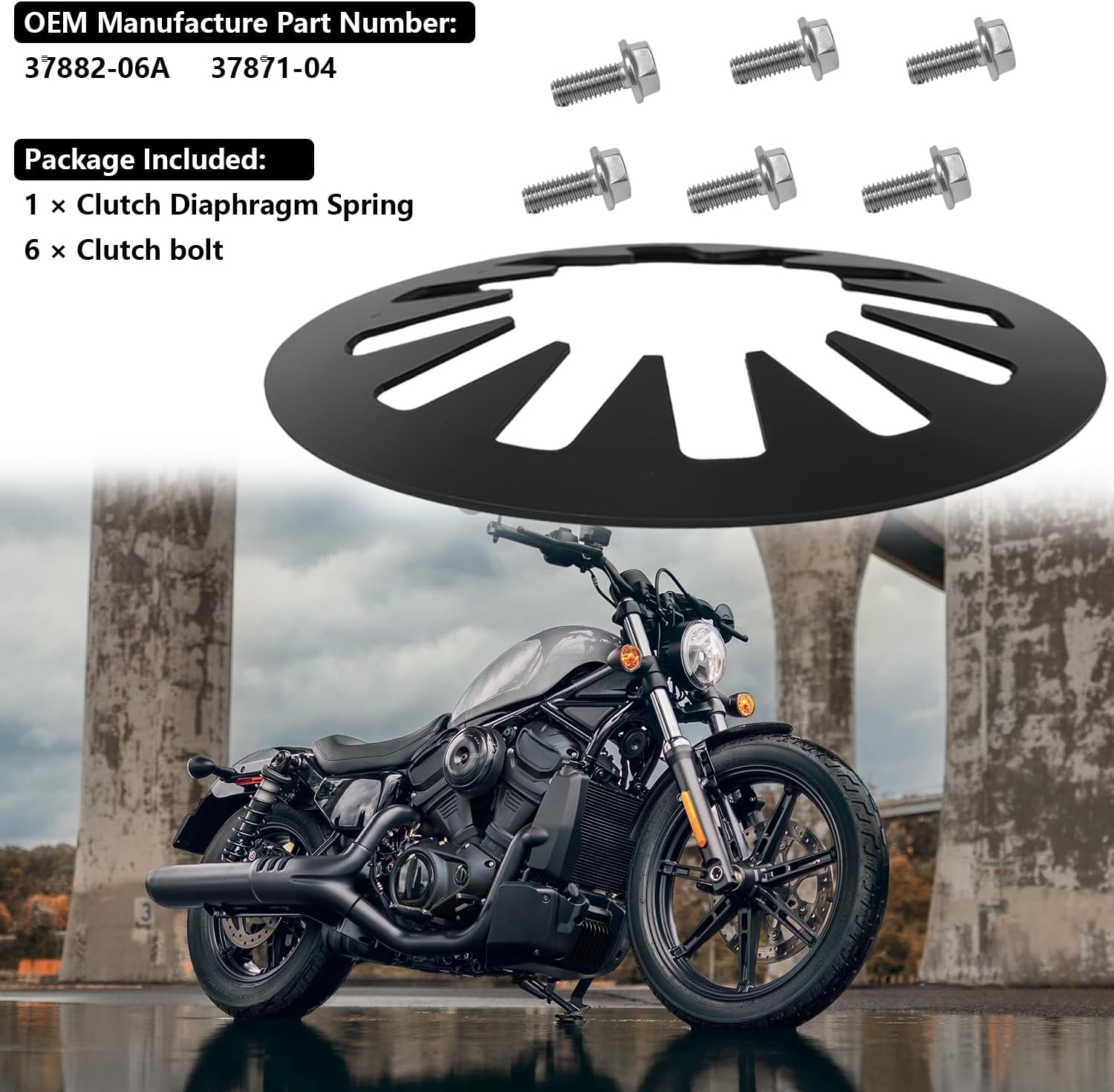 Clutch Diaphragm Spring Compatible with Harley-Davidson Big Twin 1998-2016 Replace for 37882-06A/37871-04