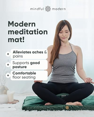 Miniatura 2 de Mindful & Modern Zabuton - Tapete de meditación relleno de algodón para yoga y meditación, cojín de meditación Zabuton para soporte de rodillas y