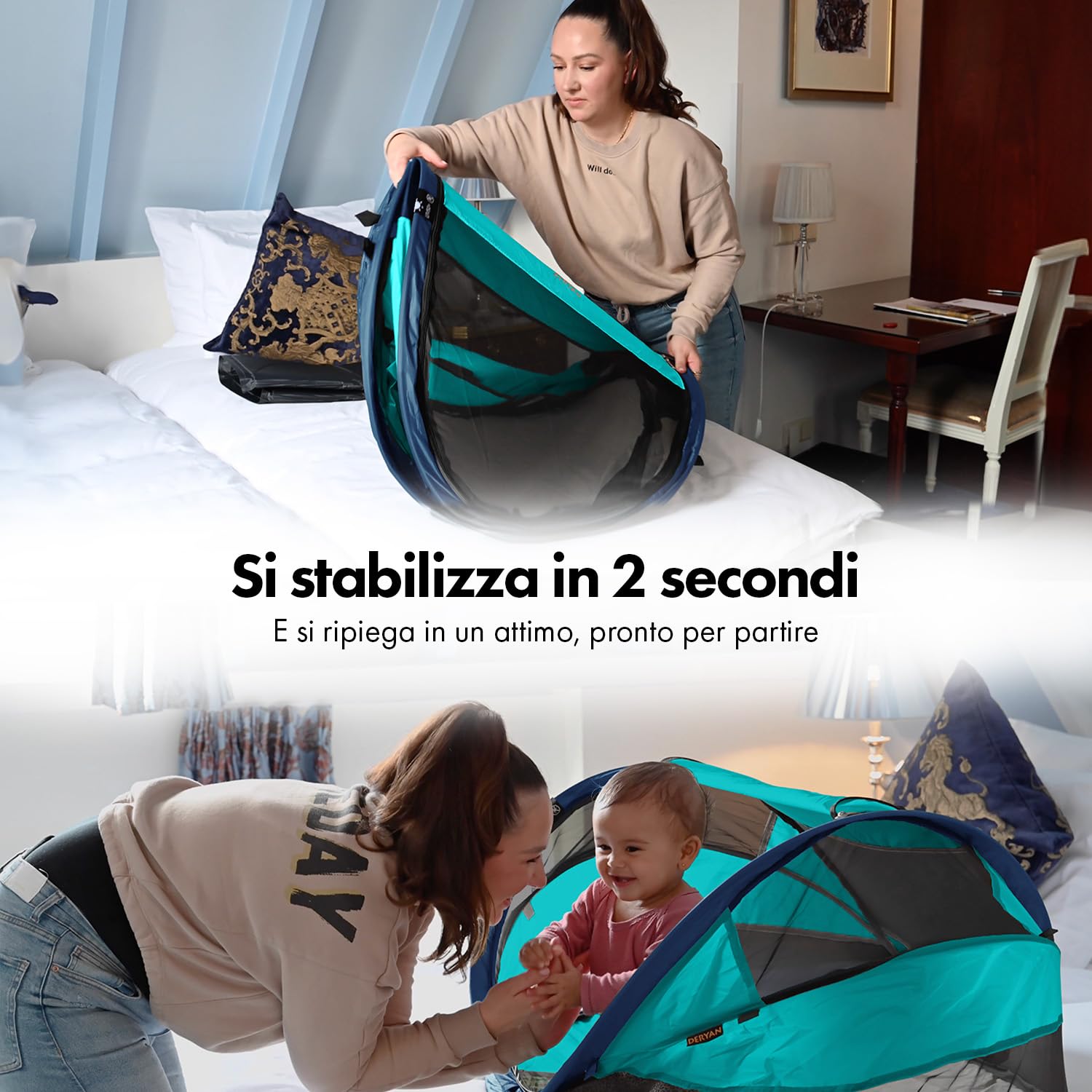 Deryan Air, Baby Luxe Lettino/Tenda da Viaggio, Blu