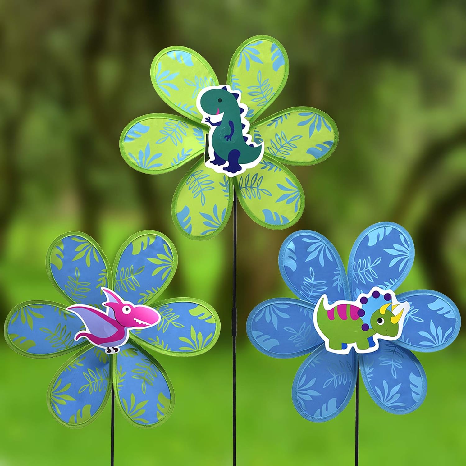 FENELY Garden Pinwheels Whirligigs Wind Spinners Kids Toys for Yard Decor Windmill Bird Deterrent Lawn Decorations Dinosaur Decorative Garden Stakes Outdoor Whimsical Baby Gifts