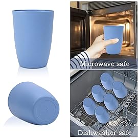 Wrova Wheat Straw Cups 6 PCS Good Alternative to Plastic Reusable Cups 20 oz Unbreakable Drinking Cup Reusable Dishwasher Safe Water Plastic Glasses Sky Blue