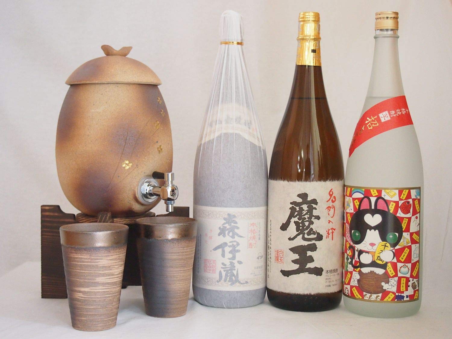 【新品未使用品】信楽焼・明山窯　焼酎サーバー　火色金小紋　2200ｃｃ Amazon | 信楽焼・明山窯 焼酎サーバー 火色金小紋 2200cc(滋賀県)+