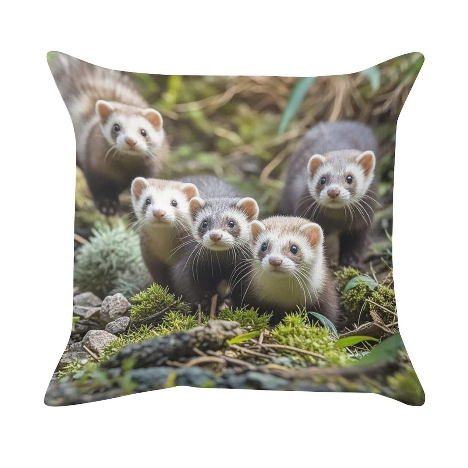 FekiLoot Ferrets Pillow Covers Luxury Velvet Square Pillowcases Throw Pillows Case with Invisible Zipper Decorative Velvet Cushion Covers Ultra Soft Lumbar Pillow Shells