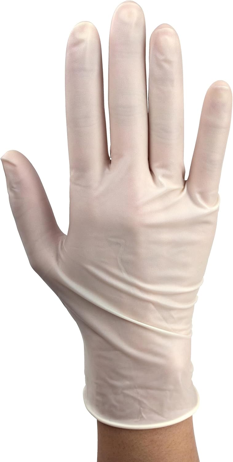 Dynarex AccuTouch Disposable Latex Exam Gloves, Powder-Free, For Sensitive Hands with Textured Palms, Used by Professionals, Bisque, Medium, 1 Box of 100 AccuTouch Latex Exam Gloves, Powder-Free
