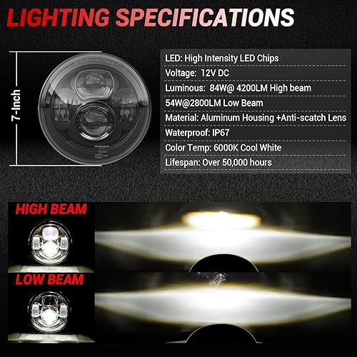 Miniatura 7 de Z-OFFROAD - Nuevo kit de luz LED de 7 pulgadas para motocicleta DOT, compatible con Harley Davidson Touring Street Glide Road King Special Electra