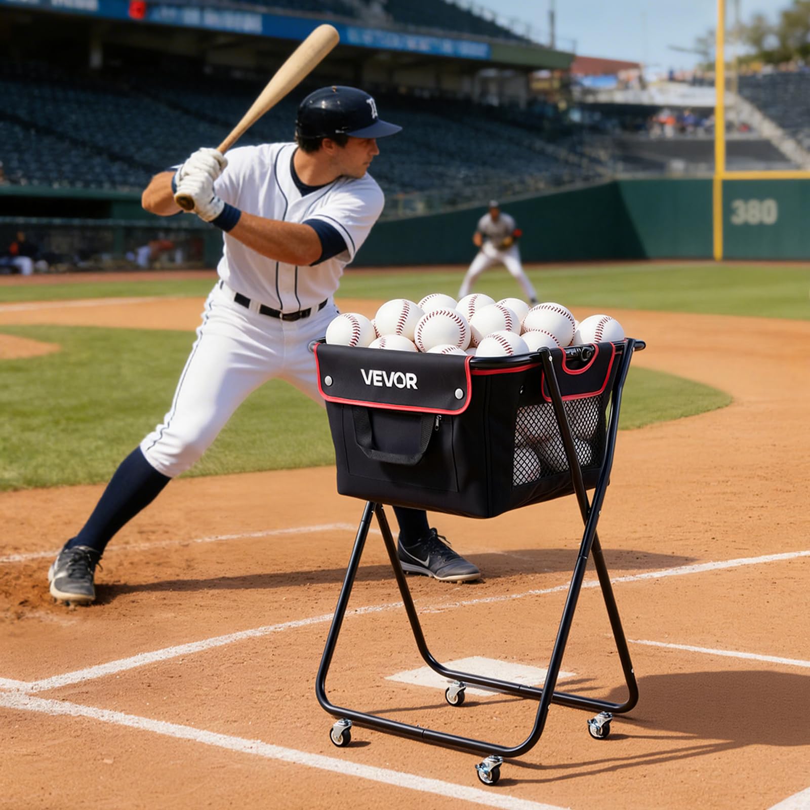VEVOR Panier à Balles de Tennis avec roulettes, Capacité de 175 Balles de Tennis ou 290 Pickleballs, Chariot Pliable Ramasse-Balles en Acier, Panier Portable pour Entraînement, avec Sac de Rangement