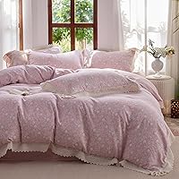 Vista 229 de 3 piezas de juego de funda de edredón tamaño individual XL, funda de edredón blanca con estampado floral azul, ropa de cama coquette de algodón