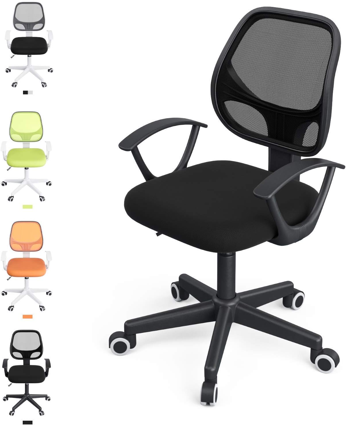 Mecor Kids Desk Chair Teens Computer Chair with Low Back、Arm & Adjustable Swivel Study Chair, Black