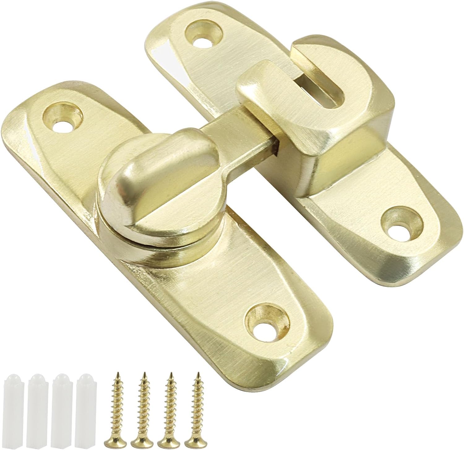 90/180 Degree Barn Door Lock, Flip Door Latch Small Flip Gate Latches Hardware for Garden, Bathroom, Fence, Outdoor, Shed (Gold)