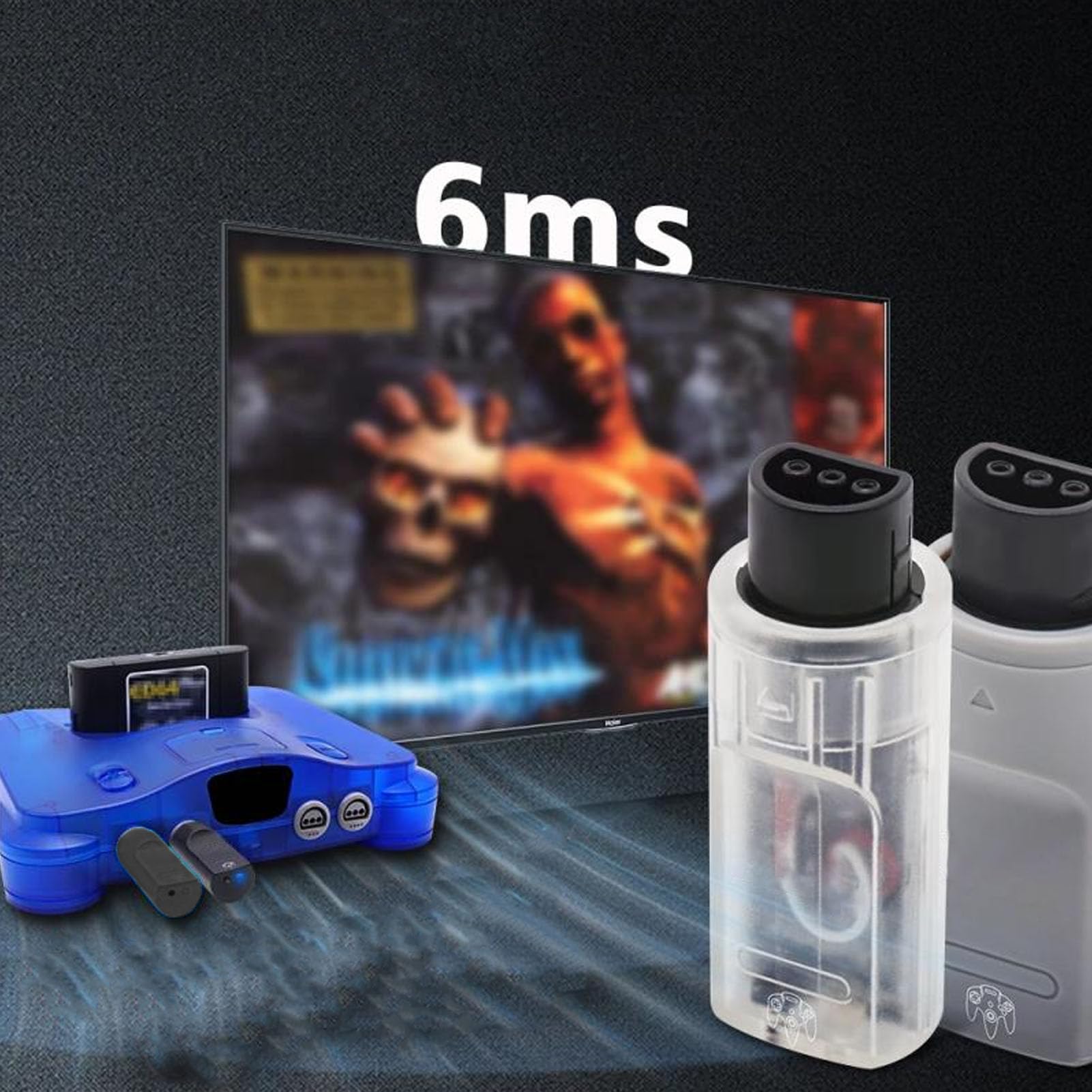 Kabelloser Multiplayer Controller Adapter für N64 Konsole, Geringe Latenz, Einfache Konfiguration, Series X S (Transparentes Weiß)