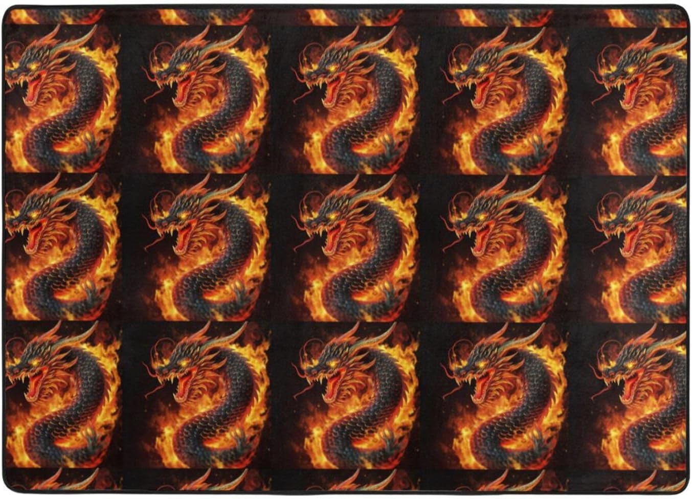 Flannel Non-Slip (Fire Chinese Dragon) Rug Pad 80Ã—50in Soft Washable Protective for Hardwood Floors Bedroom Bathroom Living Room