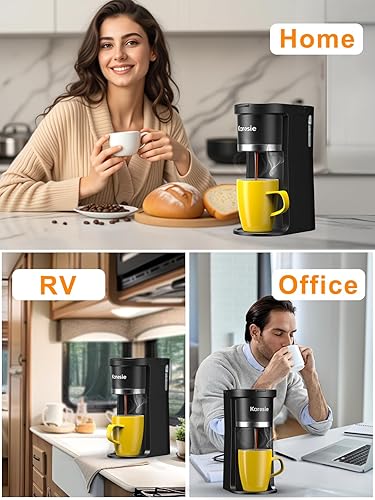 Miniatura 8 de Cafetera pequeña de una sola porción, preparación rápida para K-Cup y café molido, tamaños de preparación de 6 a 12 onzas, cafetera de una sola taza