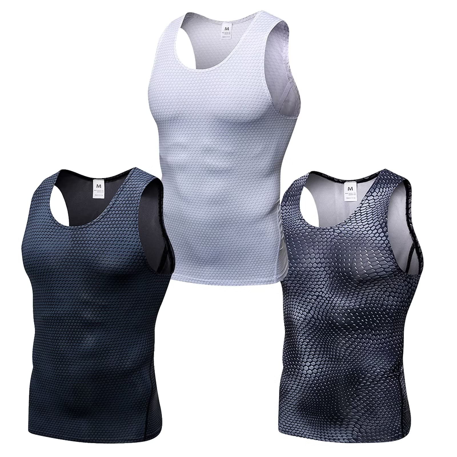 3 Pack Running Muscle Tank Top for Men Quick Dry Workout Sleeveless Tops Breathable Shirts Training Bodybuilding Vest