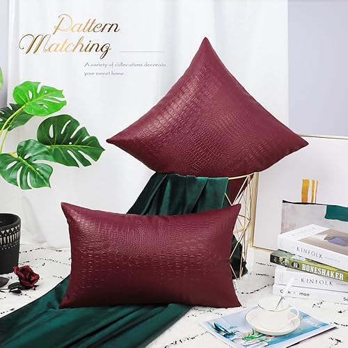Miniatura 107 de BRAWARM Fundas de almohada de piel sintética de 16 x 16 pulgadas, paquete de 2 fundas de almohada de cuero plateado, almohadas decorativas de piel