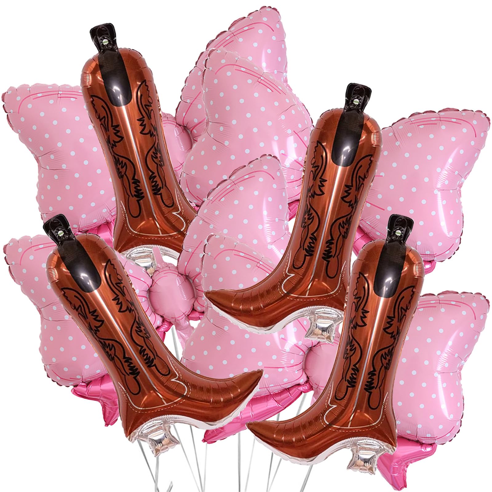 8pcs Western Themed Party Balloons Cowgirl Boots Balloons Pink