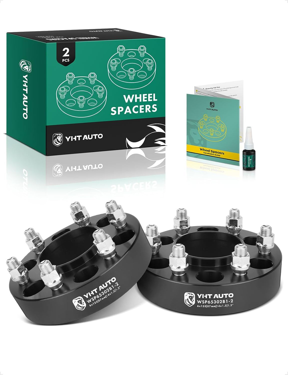 YHTAUTO 6x5.3 Hub Centric Wheel Spacers 1.5 inch Compatible with Ford, Lincoln Models, Expedition, F-150, Navigator 2015-2023 Tire Spacers w/ M14x1.5 Studs, 87mm Hub Bore 6 Lug 2PCSs