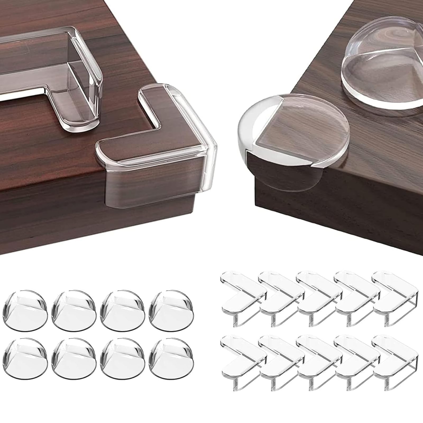 Kantenschutz Baby [20 Stück] mit Eckenschutz, Transparente PVC Möbelkantenschützer selbstklebend, Für Tische, Kommoden, Schränke & Möbel .Einfache und schnelle Installation