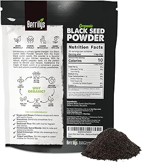 Berrilys Organic Black Seed Powder | Premium Black Cumin Powder, Pure and Natural, Perfect for Smoothies, Baking, and Cooking, High in Antioxidants and Nutrients, Non-GMO, Gluten-Free, Vegan | 16 oz
