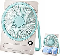 Ventilador de Mesa, Ventilador Portátil USB Silencioso, 3 Velocidades, con Luz LED, Mini Ventiladores de Mesa, Ventilador Silencioso, para Tienda, Viaje, Exterior, Dormitorio(Azul)