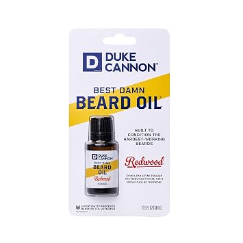 Duke Cannon Beard Oil for Men Hydrating & Conditioning Beard Oil Softens, Tames & Strengthens Facial Hair Lightweight Non-Greasy Formula .5 oz Travel Size