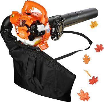 Leaf Vacuum Cordless with Bag, 2 in 1 Leaf Vacuum Mulcher, 26CC 2 Stroke Leaf Mulcher, Dual-Purpose Gas Powered Leaf Blower Vacuum for Blowing and Suction Leaf Orange