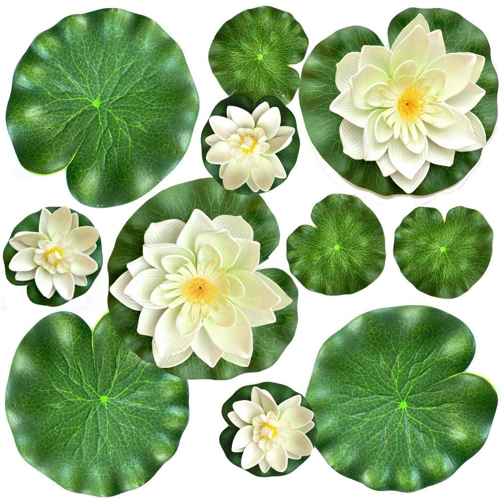 Buy Decorative Faux Lily Pads and White Lotus Flowers, Perfect for Your