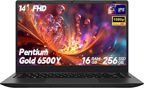 Laptop Computer, Laptop with Gold 6500Y Beat N5095, Up to 3.4GHz, 16GB RAM 256GB SSD, 14-Inch FHD IPS Display, Bluetooth, WiFi, HDMI, Type-C PD, 38Wh Battery, Thin & Portable Laptops