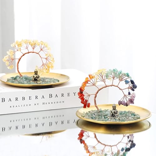 Vista 4 de Árbol de cristal de 7 chakras, estatua de Buda para riqueza y suerte, yoga, meditación, decoración del hogar, acentos, sala de estar, dormitorio