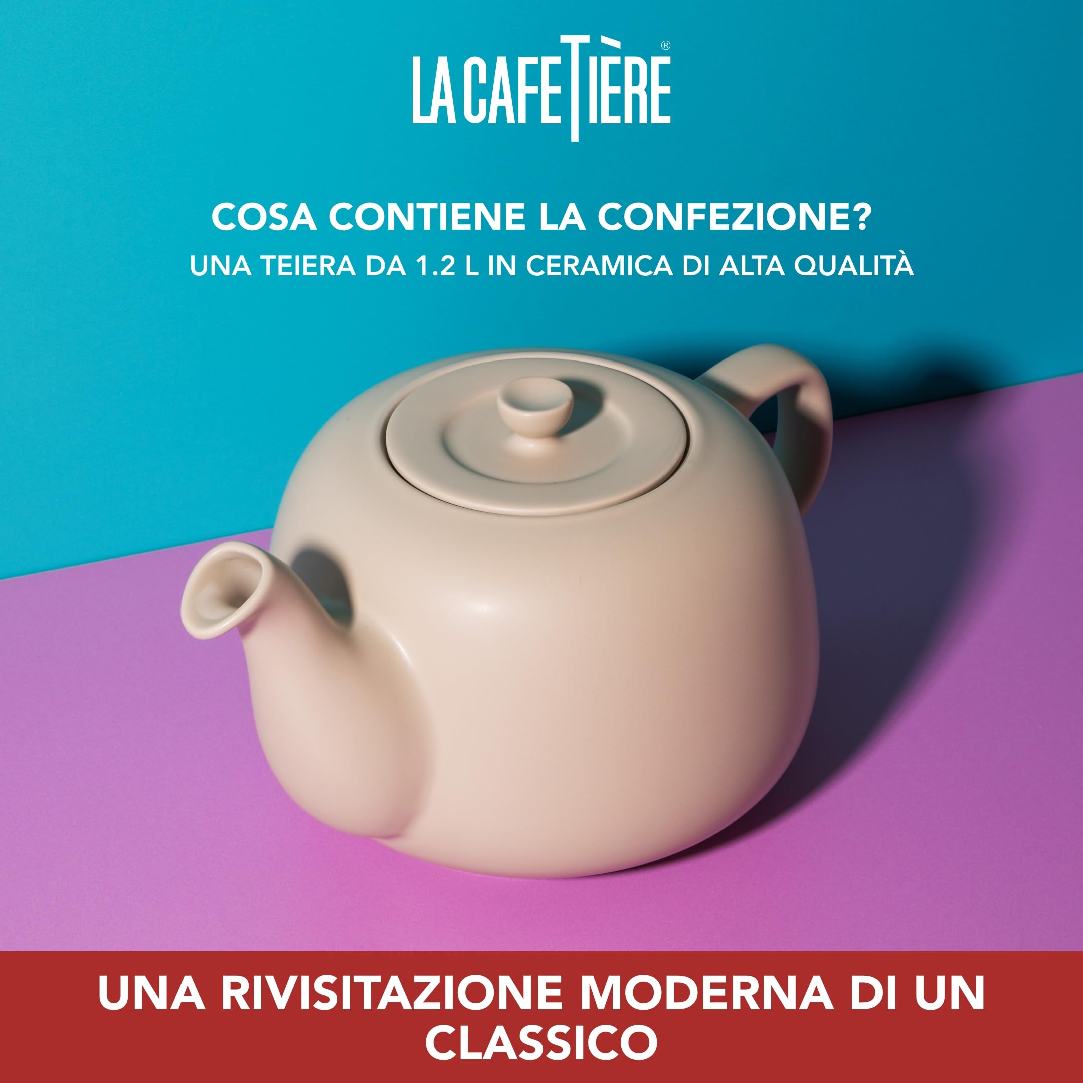 La Cafetière Teiera classica in colore beige/crema, teiera tradizionale con manico comodo e beccuccio antigoccia, per 4 tazze adatta per bustine di tè, facile da pulire, 1,2 l