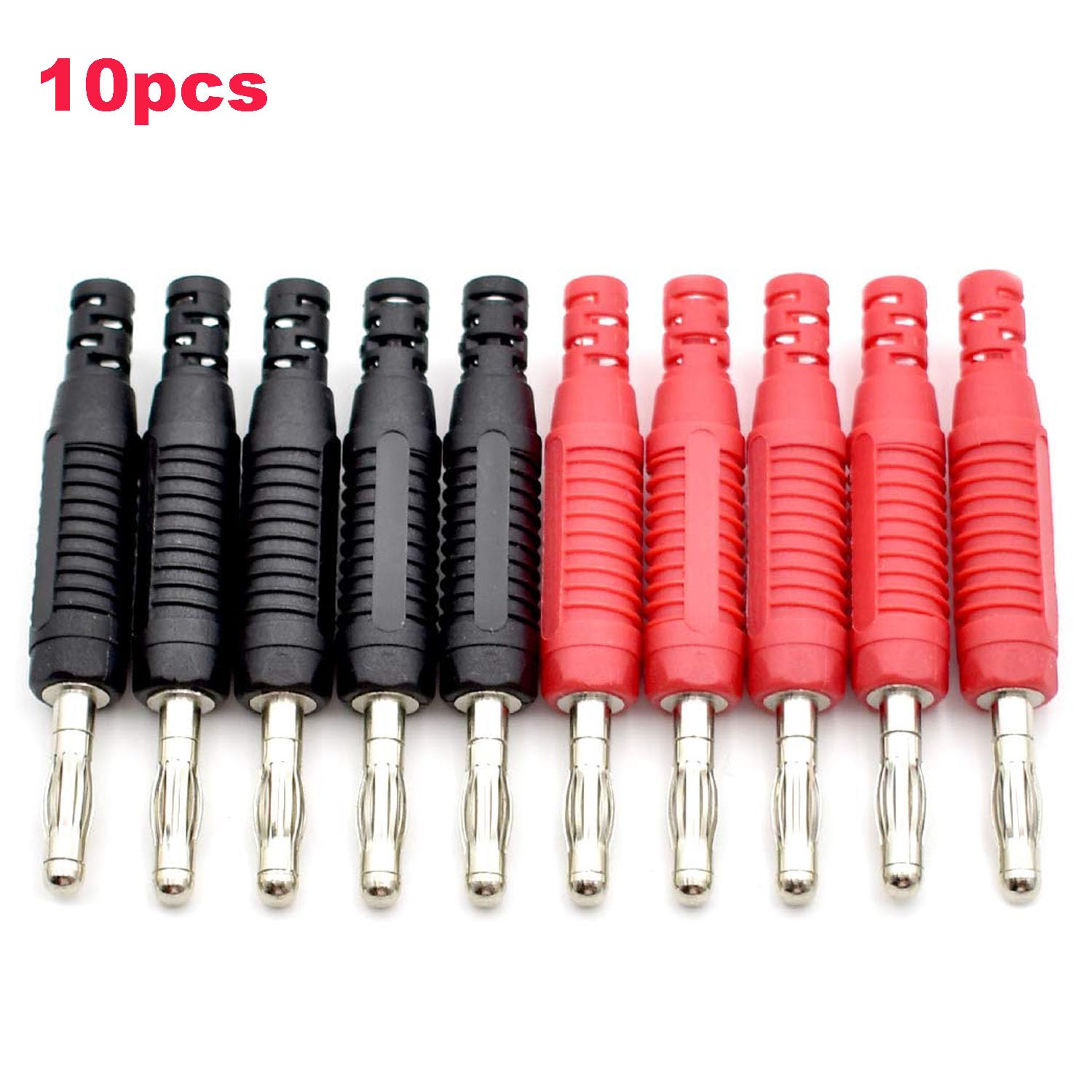 RUNCCI-YUN 10Pcs 4mm Banana plug Solder DIY Banana Plug Male Connectors Adapters for Multimeter Test Leads Probes(Black/Red) - Image 3