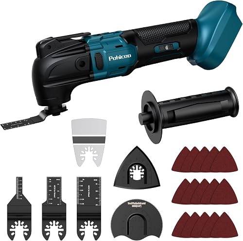 Multiherramienta Oscilante Inalámbrica, Herramienta Multifunción para Makita 18V Batería, 6 Velocidades Ajustables Sierra Oscilante, Multitool para Quitar, Raspar, Cortar (Sin batería)