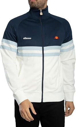 ellesse Mens Rimini Track Top Jacket Off White/Navy