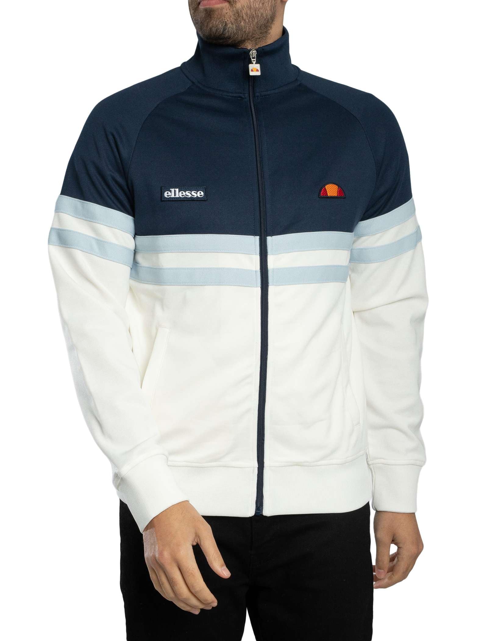 Ellesse Men's Rimini Track Jacket, Off White/Navy, M