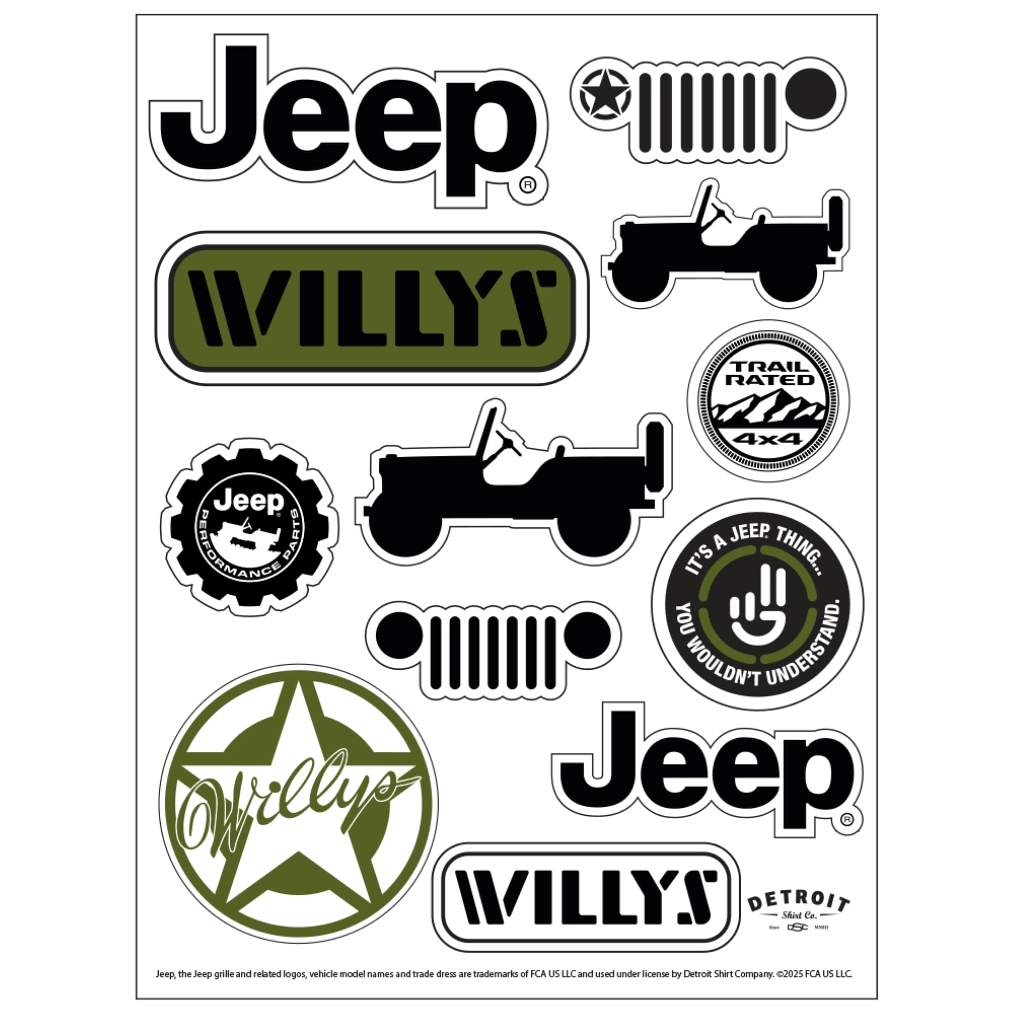 Amazon.co.jp: Willys Jeepステッカーシート – 12枚のオフロード 