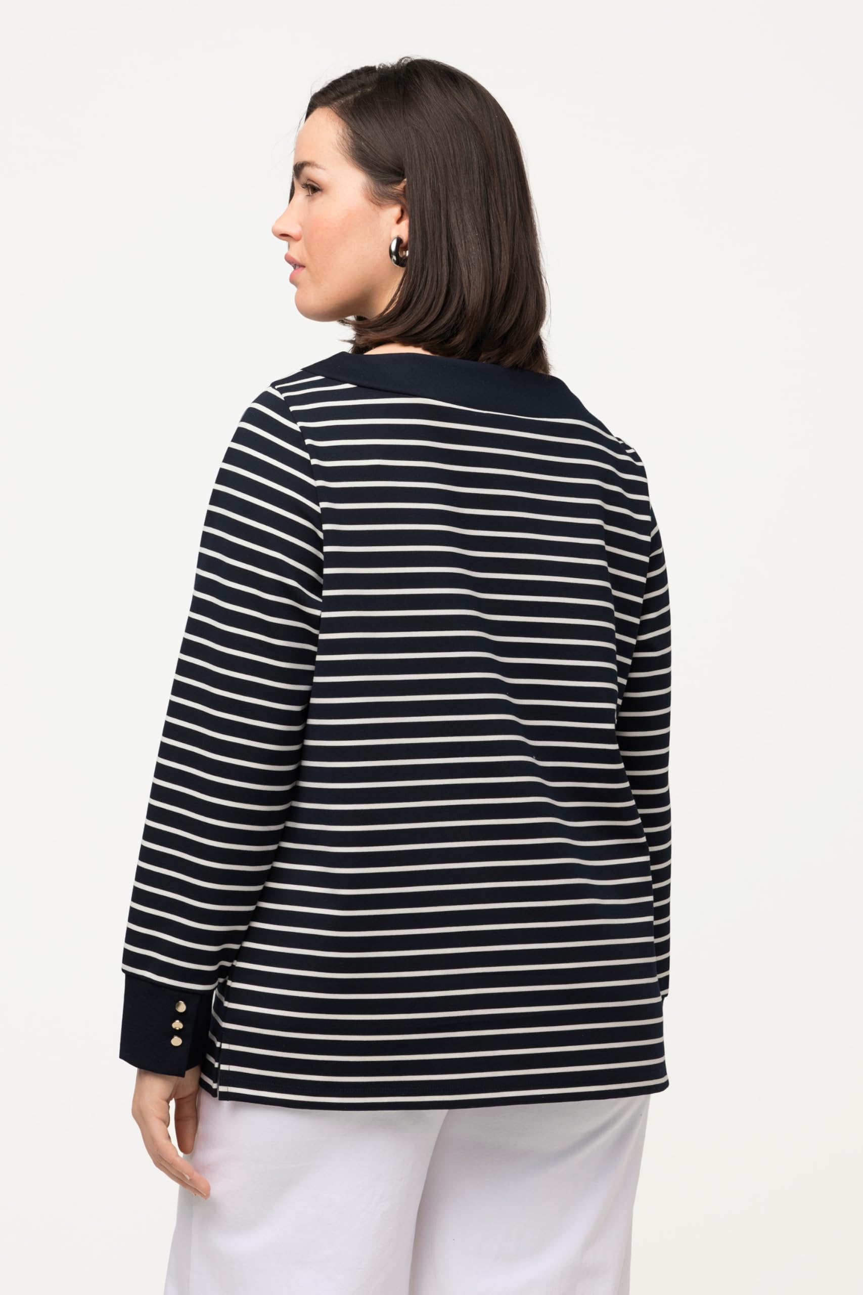 ULLA POPKEN Felpa, A Righe, Scollo A Barca, Maniche Lunghe Maglia di Tuta Donna