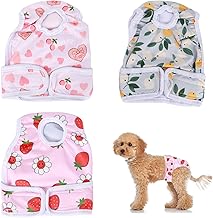 3 Packs Reusable Female Dog Nappies, Dog Season Pants Super Absorbent Washable Dog Diapers, Comfortable Pet Diapers Sanitary Panties for Small Medium Incontinence Dogs (M)