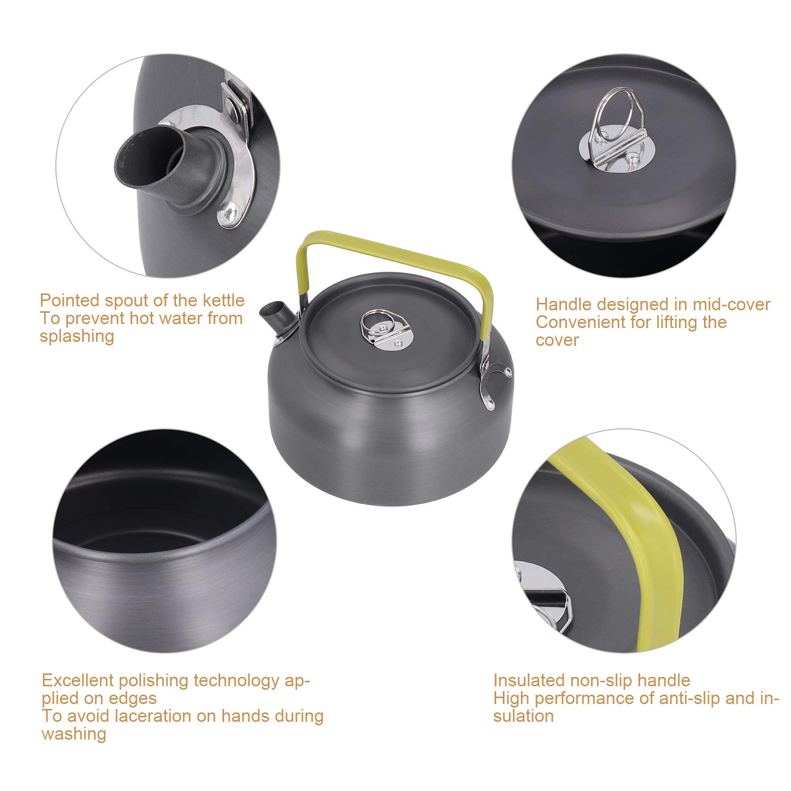 1.2L Camping Kettle Aluminum Alloy,Tea Kettle Teapot, Portable Coffee Pot with Bag,Camping Picnic Stove Top for Mountaineering Fishing Picnic