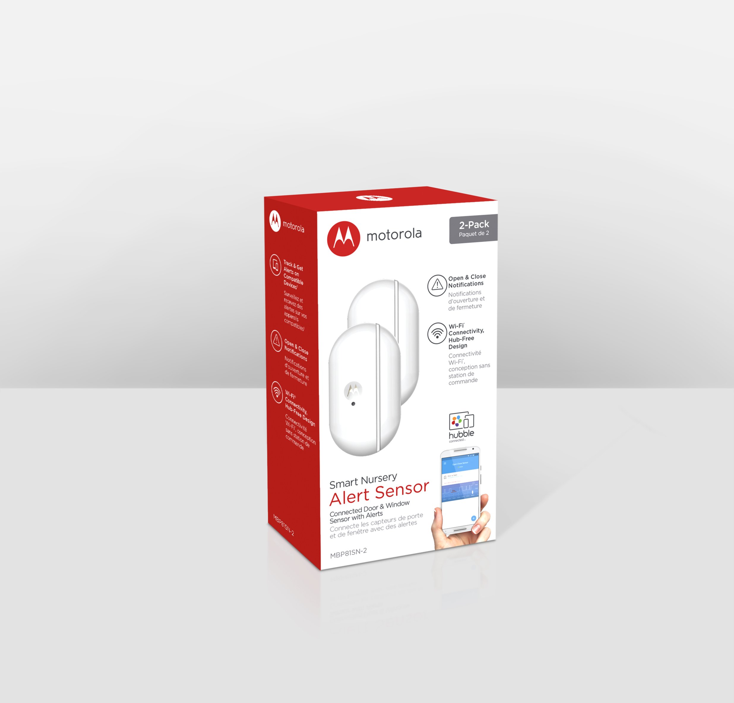 Capteur De Porte Et Fenêtre Connecté Enfants Avec Alertes - Détecteur Ouverture Porte Et Fenêtre - Capteur Porte - Notifications Téléphone, Tablette Et Ordinateur - 2 Unités - MO-MBP81-SN2 MOTOROLA