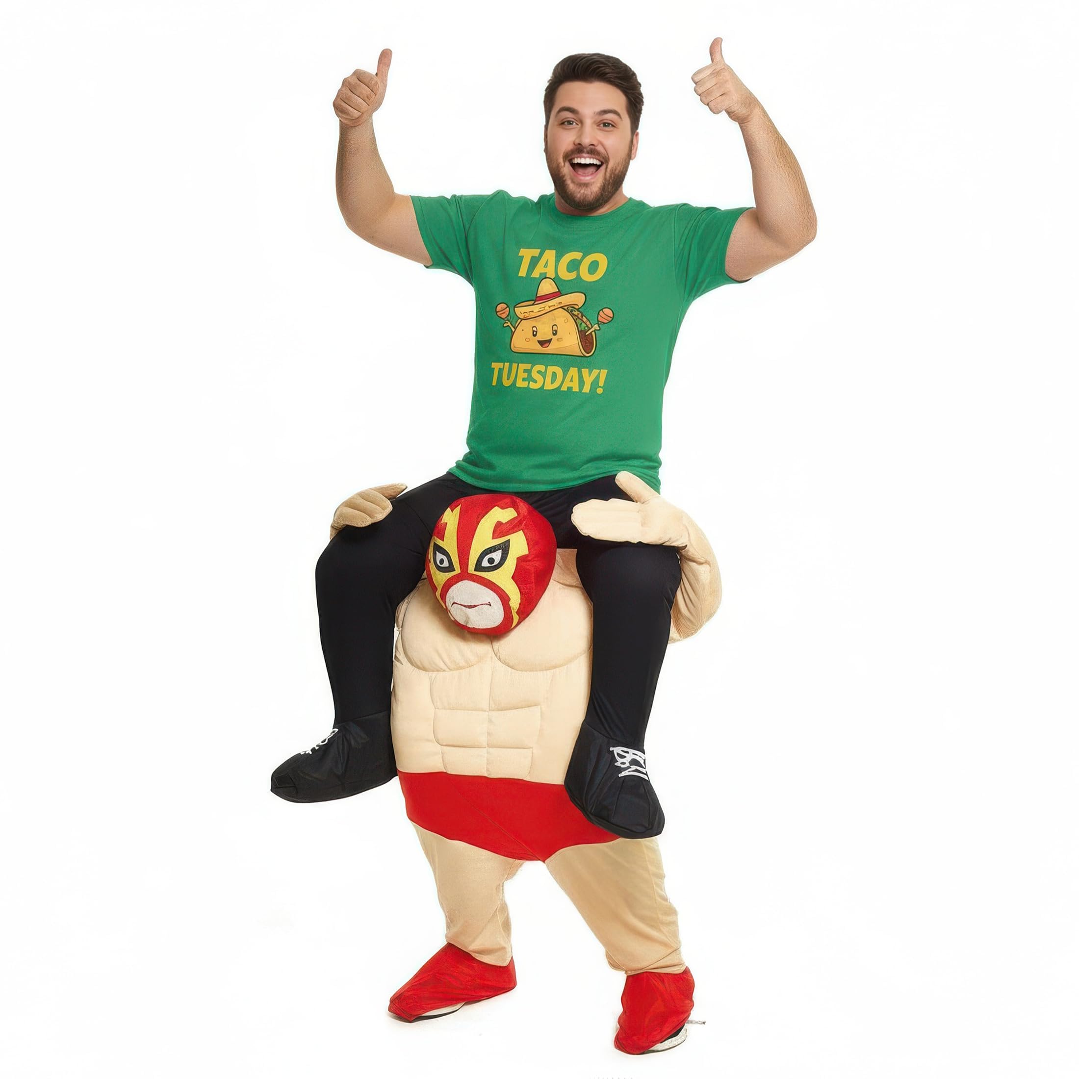 Morph Unisex Piggy Back Mexican Wrestler Fancy Dress Piggyback Costume - With Stuff Your Own Legs