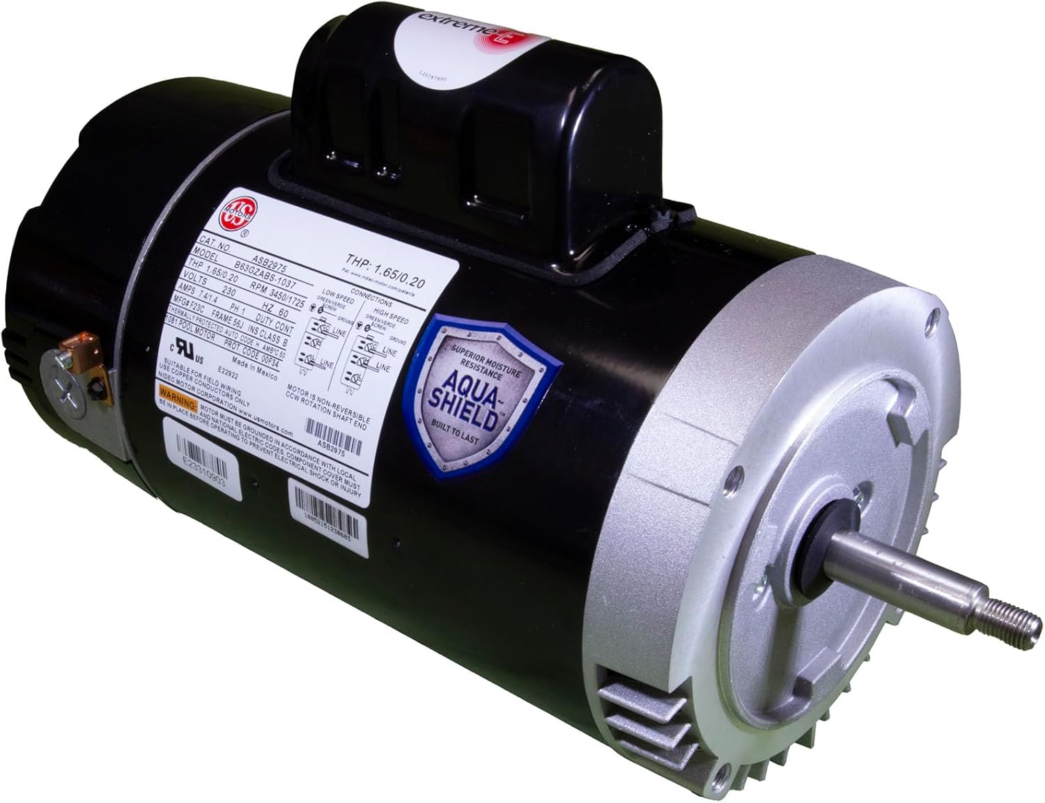 1 hp 2-Speed 56J Frame 230V; 2 Speed Swimming Pool Motor US Electric Motor # ASB2975