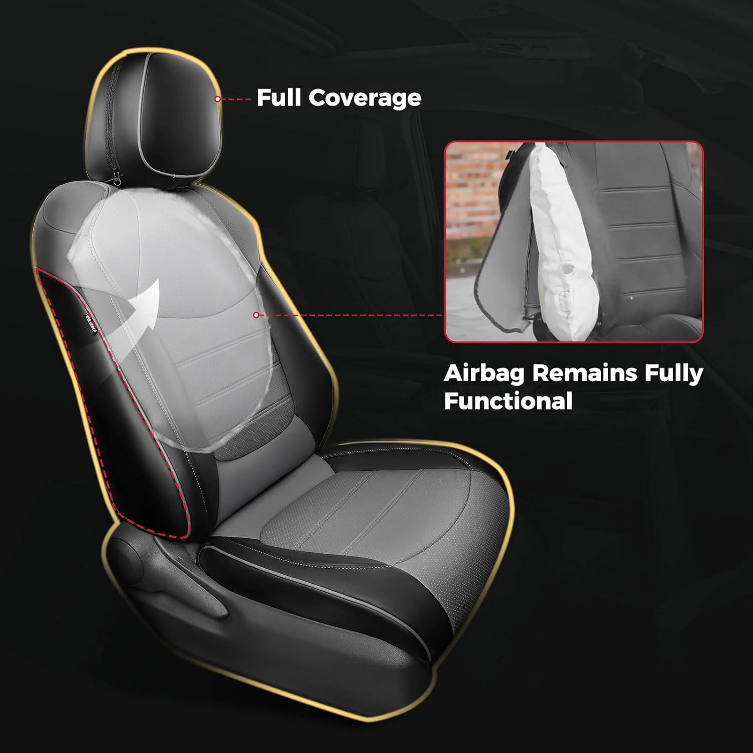 FREESOO Sienna Seat Covers 2021 2022 2023 2024 2025 2026 for Toyota Sienna LE, XLE, Waterproof Car Seat Cover Full Set, 8 Seats, 2nd Row 4/2/4, Three Row (BlackGrey)