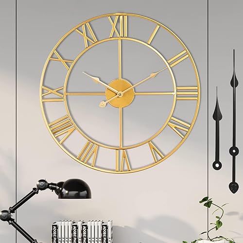 Miniatura 16 de Reloj de pared grande para decoración de sala de estar, 16 pulgadas, silencioso, sin tictac, funciona con pilas, reloj de pared moderno decorativo