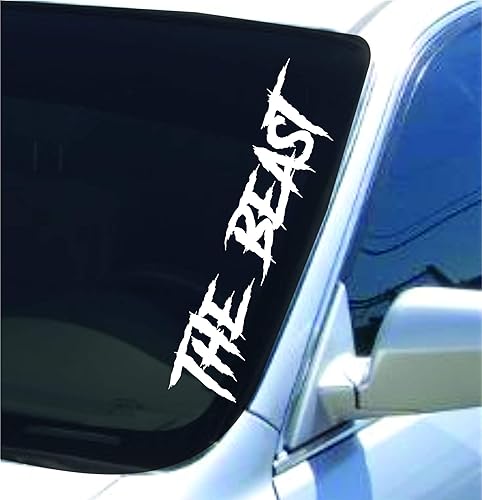 Dabbledown Calcomanía para parabrisas de The Beast – Adhesivo agresivo de coche para camiones, coches musculosos y plataformas todoterreno | Gráfico