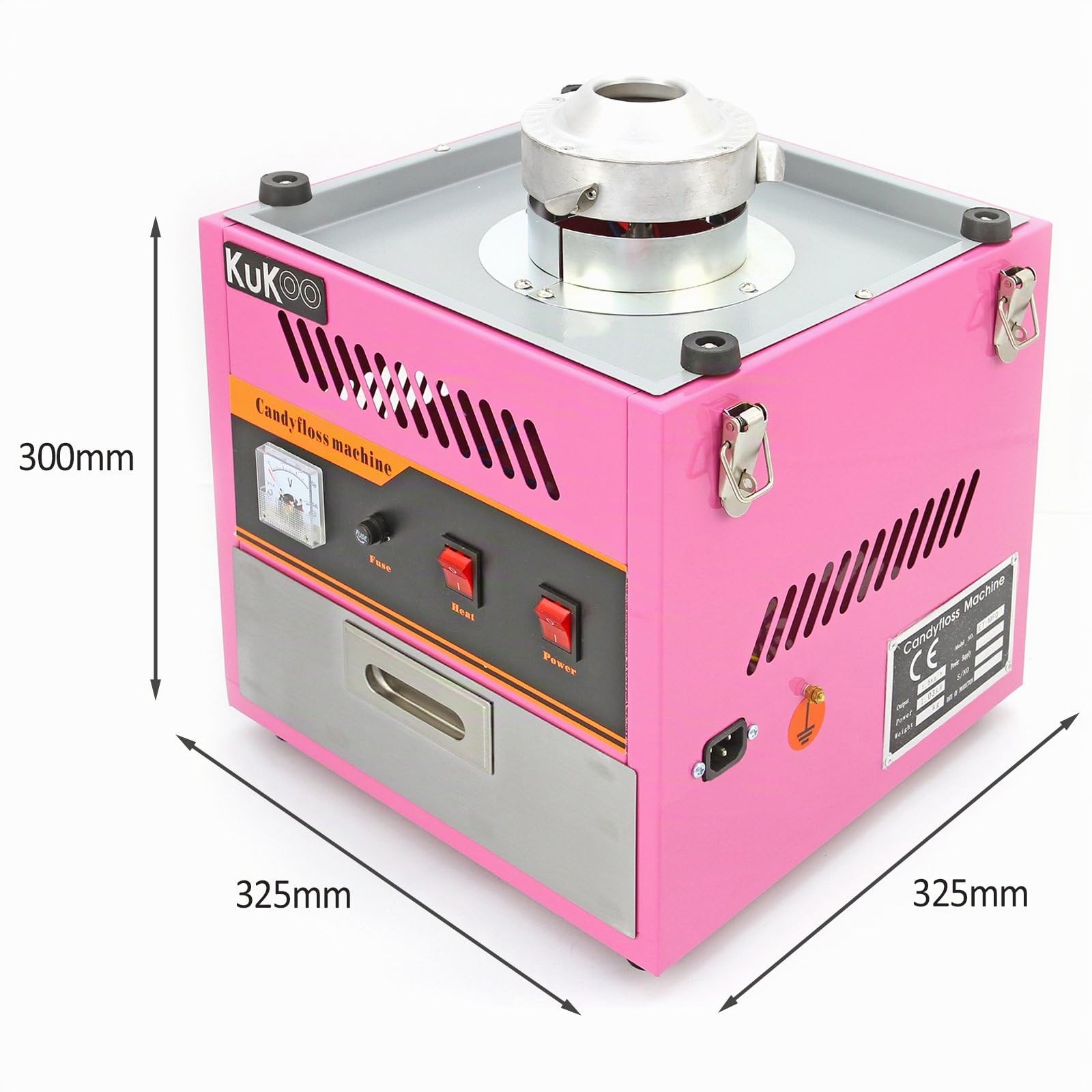 Máquina de Algodón de Azúcar Rosa Profesional con Cúpula,Cajón+600 Palitos GRATIS Máquina Eléctrica para Hacer Algodon de Azucar Cotton Candy Machine Commercial Candy Floss Machine Garantía 2 Años