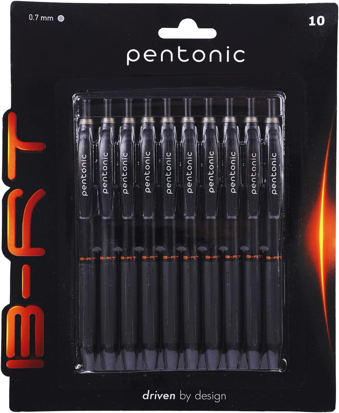 Pentonic B-RT 0.7mm Retractable Ball Pen Blister Pack | Black Ink | Set of 10