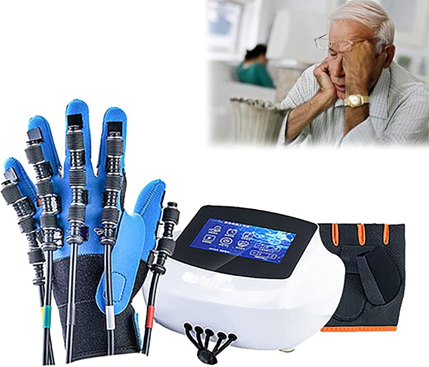 WANGZI Robot guante de entrenamiento de mano Protector de rehabilitación Exoesqueleto Entrenamiento manual para accidentes cerebrovasculares Personas Dedo Entrenamiento de muñeca, Derecha-L