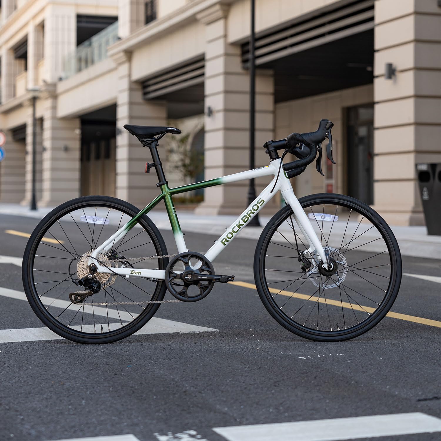 ROCKBROS TEEN Bici da Corsa 22 Pollici, Telaio in Alluminio Leggero, Bicicletta da Strada Cambio SENSAH PHI 10 Velocità, Freni a Disco Meccanici, per Altezze 140-155 cm