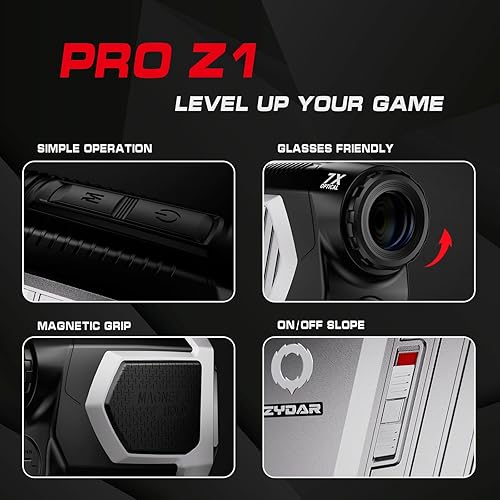 Miniatura 5 de Telémetro láser de golf Pro Z1 con pendiente, aumento 7X, pantalla de doble color, rango de 1300 yardas, bloqueo de bandera con pulso, agarre