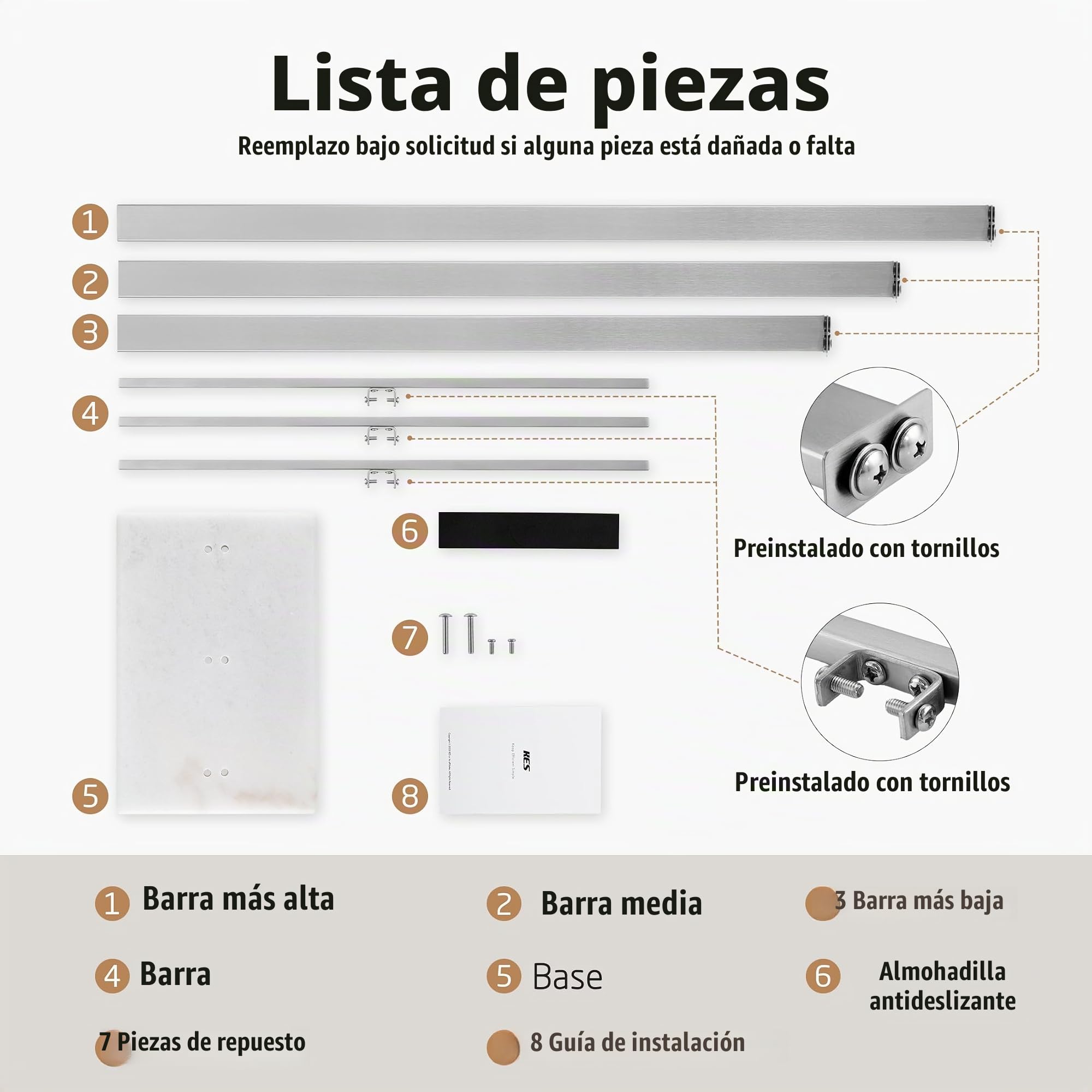 KES Toallero de Pie con Base de Mármol Toalleros de Baño 3 Niveles Barra Toallas Baño Toallero Acero Inoxidable Toallero de Barra Acabado Cepillado, BTH217S3-2