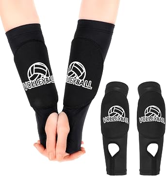 Volleyball Arm Pads, 10.2" Girls Arm Pads for Volleyball with Soft Foam Arms Pads & Thumb Hole for Kids Youth Girls Black, 1 Pair